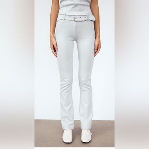 ZARA pearl grey belted flared interlock pants size medium